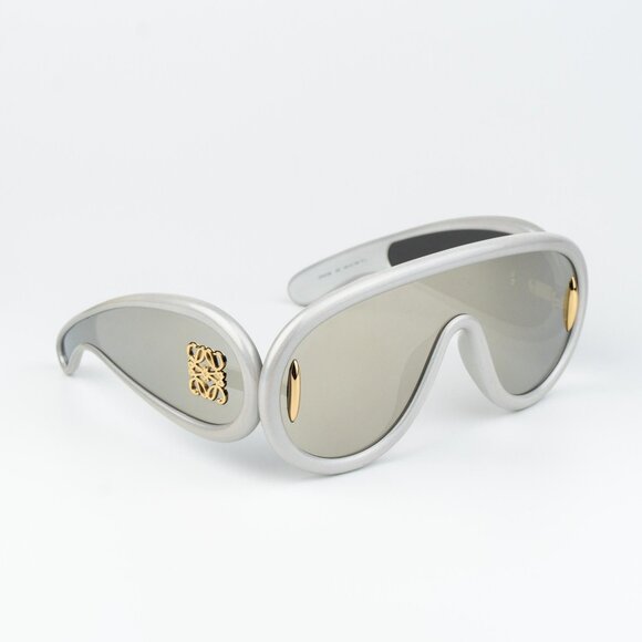 Loewe X PAULA'S IBIZA Men Sunglasses Metallic Grey Shield LW40128I 24C AUTHENTIC - Picture 1 of 10